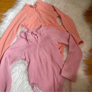 Set of 2 Cotton On Lydia One Piece long sleeve Ribbed & Terry Swimsuit 3T